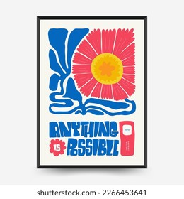 Abstract floral posters template. Modern trendy Matisse minimal style. Pink and blue colors. Hand drawn design for wallpaper, wall decor, print, postcard, cover, template, banner. 