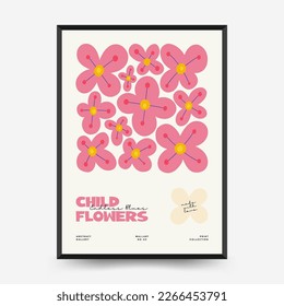 Abstract floral posters template. Modern trendy Matisse minimal style. Pink and blue colors. Hand drawn design for wallpaper, wall decor, print, postcard, cover, template, banner. 