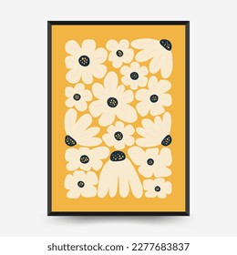 Abstract floral posters template. Modern trendy Matisse minimal style. Pink and blue colors. Hand drawn design for wallpaper, wall decor, print, postcard, cover, template, banner. 