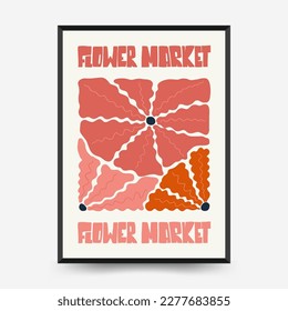 Abstract floral posters template. Modern trendy Matisse minimal style. Pink and blue colors. Hand drawn design for wallpaper, wall decor, print, postcard, cover, template, banner. 