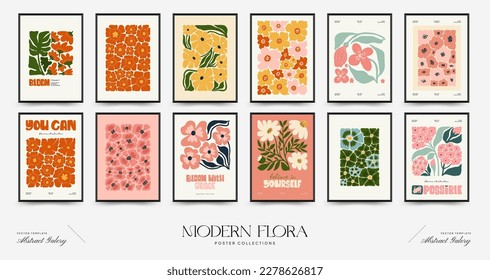 Vorlage für abstrakte Blumenplakate. Moderner Stil Matisse minimalistisch. Rosa und Blau. Handgezeichnetes Design für Tapete, Tapete, Druck, Postkarte, Deckel, Vorlage, Banner. 