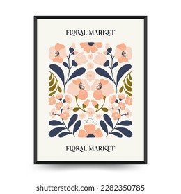 Abstract floral posters template. Modern trendy Matisse minimal style. Groovy. Hand drawn design for wallpaper, wall decor, print, postcard, cover, template, banner. 