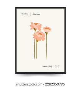 Abstract floral posters template. Modern trendy Matisse minimal style. Groovy. Hand drawn design for wallpaper, wall decor, print, postcard, cover, template, banner. 