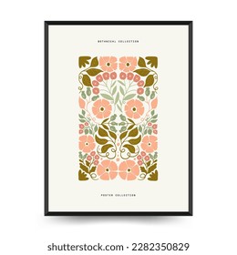 Abstract floral posters template. Modern trendy Matisse minimal style. Groovy. Hand drawn design for wallpaper, wall decor, print, postcard, cover, template, banner. 