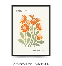 Abstract floral posters template. Modern trendy Matisse minimal style. Groovy. Hand drawn design for wallpaper, wall decor, print, postcard, cover, template, banner. 