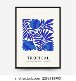 Abstract floral posters template. Modern trendy Matisse minimal style. Tropical jungle. Hand drawn design for wallpaper, wall decor, print, postcard, cover, template, banner. 