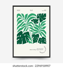 Abstract floral posters template. Modern trendy Matisse minimal style. Tropical jungle. Hand drawn design for wallpaper, wall decor, print, postcard, cover, template, banner. 