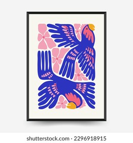 Abstract floral posters template. Modern trendy Matisse minimal style. Tropical jungle. Hand drawn design for wallpaper, wall decor, print, postcard, cover, template, banner. 
