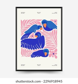 Abstract floral posters template. Modern trendy Matisse minimal style. Tropical jungle. Hand drawn design for wallpaper, wall decor, print, postcard, cover, template, banner. 