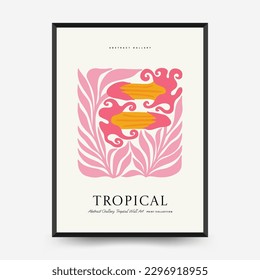 Abstract floral posters template. Modern trendy Matisse minimal style. Tropical jungle. Hand drawn design for wallpaper, wall decor, print, postcard, cover, template, banner. 