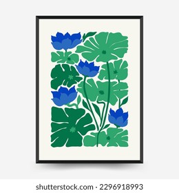 Abstract floral posters template. Modern trendy Matisse minimal style. Tropical jungle. Hand drawn design for wallpaper, wall decor, print, postcard, cover, template, banner. 