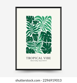 Abstract floral posters template. Modern trendy Matisse minimal style. Tropical jungle. Hand drawn design for wallpaper, wall decor, print, postcard, cover, template, banner. 