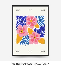 Abstract floral posters template. Modern trendy Matisse minimal style. Tropical jungle. Hand drawn design for wallpaper, wall decor, print, postcard, cover, template, banner. 