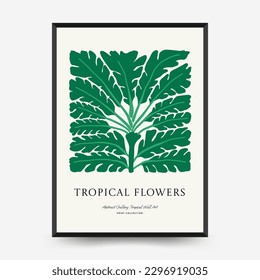 Abstract floral posters template. Modern trendy Matisse minimal style. Tropical jungle. Hand drawn design for wallpaper, wall decor, print, postcard, cover, template, banner. 