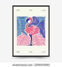 Vorlage für abstrakte Blumenplakate. Moderner Stil Matisse minimalistisch. Tropischer Dschungel. Handgezeichnetes Design für Tapete, Tapete, Druck, Postkarte, Deckel, Vorlage, Banner. 
