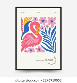 Abstract floral posters template. Modern trendy Matisse minimal style. Tropical jungle. Hand drawn design for wallpaper, wall decor, print, postcard, cover, template, banner. 