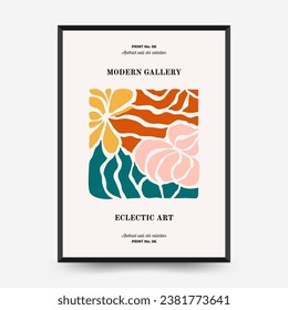Abstract floral posters template. Modern trendy Matisse minimal style. Pink and blue colors. Hand drawn design for wallpaper, wall decor, print, postcard, cover, template, banner. 