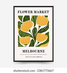 Abstract floral posters template. Modern trendy Matisse minimal style. Pink and blue colors. Hand drawn design for wallpaper, wall decor, print, postcard, cover, template, banner. 