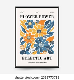 Abstract floral posters template. Modern trendy Matisse minimal style. Pink and blue colors. Hand drawn design for wallpaper, wall decor, print, postcard, cover, template, banner. 