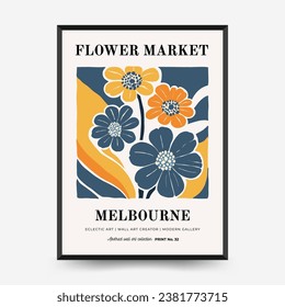 Abstract floral posters template. Modern trendy Matisse minimal style. Pink and blue colors. Hand drawn design for wallpaper, wall decor, print, postcard, cover, template, banner. 