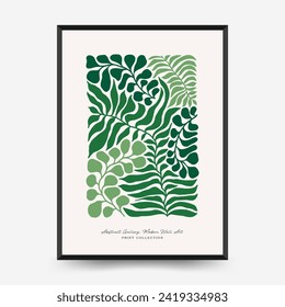 Abstract floral posters template. Modern trendy Matisse minimal style. Tropical jungle. Hand drawn design for wallpaper, wall decor, print, postcard, cover, template, banner. 