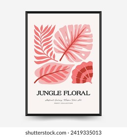 Abstract floral posters template. Modern trendy Matisse minimal style. Tropical jungle. Hand drawn design for wallpaper, wall decor, print, postcard, cover, template, banner. 