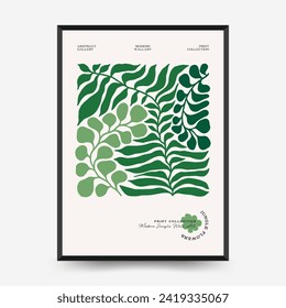 Abstract floral posters template. Modern trendy Matisse minimal style. Tropical jungle. Hand drawn design for wallpaper, wall decor, print, postcard, cover, template, banner. 