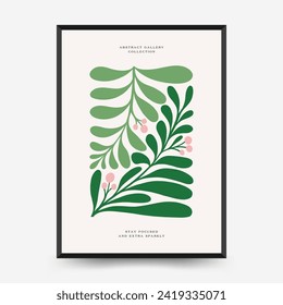 Abstract floral posters template. Modern trendy Matisse minimal style. Tropical jungle. Hand drawn design for wallpaper, wall decor, print, postcard, cover, template, banner. 