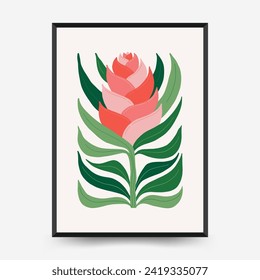 Abstract floral posters template. Modern trendy Matisse minimal style. Tropical jungle. Hand drawn design for wallpaper, wall decor, print, postcard, cover, template, banner. 