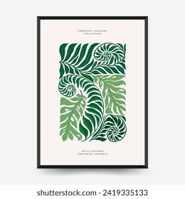 Abstract floral posters template. Modern trendy Matisse minimal style. Tropical jungle. Hand drawn design for wallpaper, wall decor, print, postcard, cover, template, banner. 