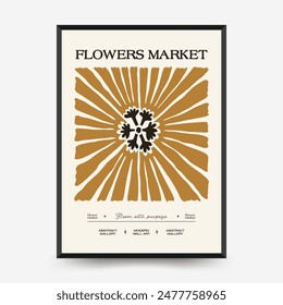 Abstractas Plantilla de pósters florales. Moderno estilo minimalista Matisse de moda. Colores rosa y azul. Diseño dibujado a mano para el Fondo de pantalla, decoración de la pared, impresión, postal, cubierta, Plantilla, Anuncio. 