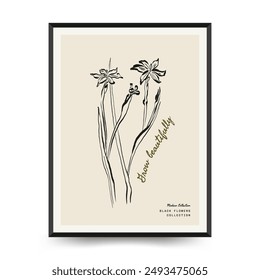 Abstractas Plantilla de pósters florales. Estilo minimalista moderno. Colores rosa y azul. Diseño dibujado a mano para el Fondo de pantalla, decoración de la pared, impresión, postal, cubierta, Plantilla, Anuncio. 