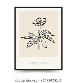 Abstract floral posters template. Modern trendy minimal style. Pink and blue colors. Hand drawn design for wallpaper, wall decor, print, postcard, cover, template, banner. 