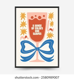 Abstract floral posters template. Modern trendy Matisse minimal style. Pink and blue colors. Hand drawn design for wallpaper, wall decor, print, postcard, cover, template, banner. 