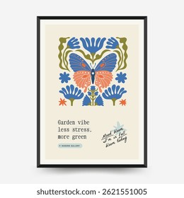 Plantilla de carteles florales Abstractas. Moderno estilo minimalista Matisse de moda. Colores rosa y azul. Diseño dibujado a mano para el Fondo de pantalla, decoración de la pared, impresión, postal, cubierta, Plantilla, Anuncio. 