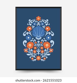 Abstract floral posters template. Modern trendy Matisse minimal style. Pink and blue colors. Hand drawn design for wallpaper, wall decor, print, postcard, cover, template, banner. 