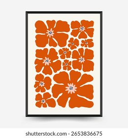 Abstract floral posters template. Modern trendy Matisse minimal style. Pink and blue colors. Hand drawn design for wallpaper, wall decor, print, postcard, cover, template, banner. 