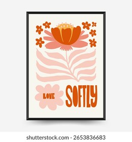 Abstract floral posters template. Modern trendy Matisse minimal style. Pink and blue colors. Hand drawn design for wallpaper, wall decor, print, postcard, cover, template, banner. 