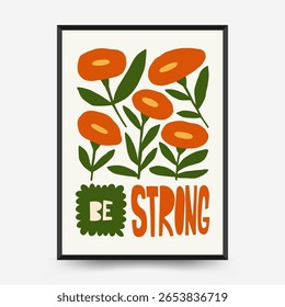 Abstract floral posters template. Modern trendy Matisse minimal style. Pink and blue colors. Hand drawn design for wallpaper, wall decor, print, postcard, cover, template, banner. 