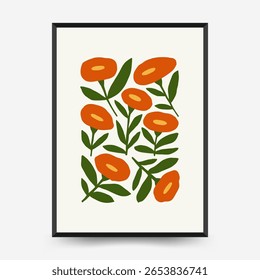 Abstract floral posters template. Modern trendy Matisse minimal style. Pink and blue colors. Hand drawn design for wallpaper, wall decor, print, postcard, cover, template, banner. 
