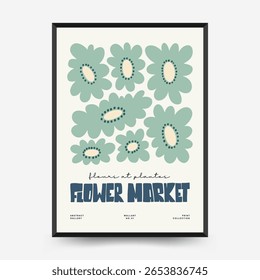 Abstract floral posters template. Modern trendy Matisse minimal style. Pink and blue colors. Hand drawn design for wallpaper, wall decor, print, postcard, cover, template, banner. 