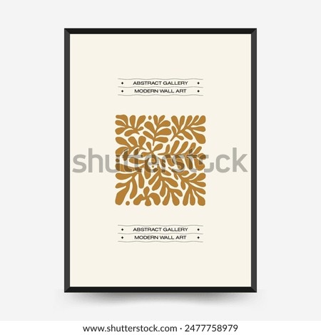 Abstract floral posters template. Modern trendy Matisse minimal style. Pink and blue colors. Hand drawn design for wallpaper, wall decor, print, postcard, cover, template, banner. 
