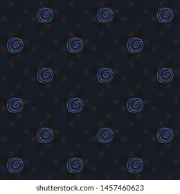 Abstract Floral Print Blue Roses Background Seamless Pattern Cute Flowers Motif. Small Square Elements Grunge Texture. Diamond Shape Lux Fabric Design Textile Swatch Ladies Dress Allover Block Print.