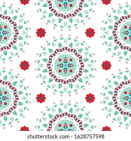 Abstract floral print pattern. Ethnic ornament flower. Vectror illustration for fabric, design