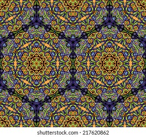 Abstract floral psychedelic hallucination seamless pattern vector illustration