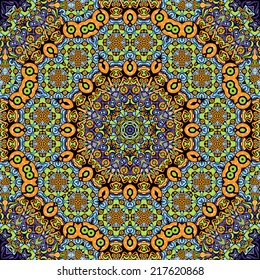 Abstract floral psychedelic hallucination seamless pattern vector illustration