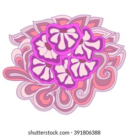 abstract floral purple pattern, Doodle, sample template for fabric, cards, flyers