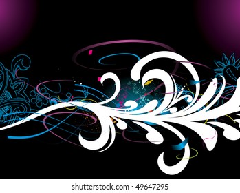 abstract floral rainbow wave line with space of your text, vector illustration, No mesh and no transparency in this Vector