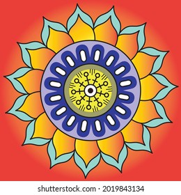Abstract Floral Rangoli Design Vector 