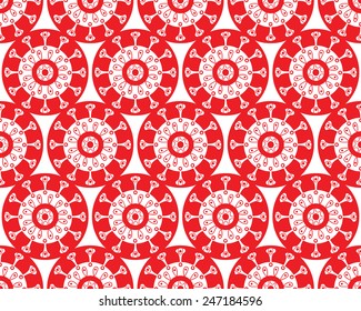 Abstract floral red rounds seamless wallpaper background pattern design